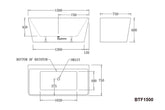 LORENCE Back to Wall Bathtub Size 1400mm, 1500mm, 1575mm & 1700mm